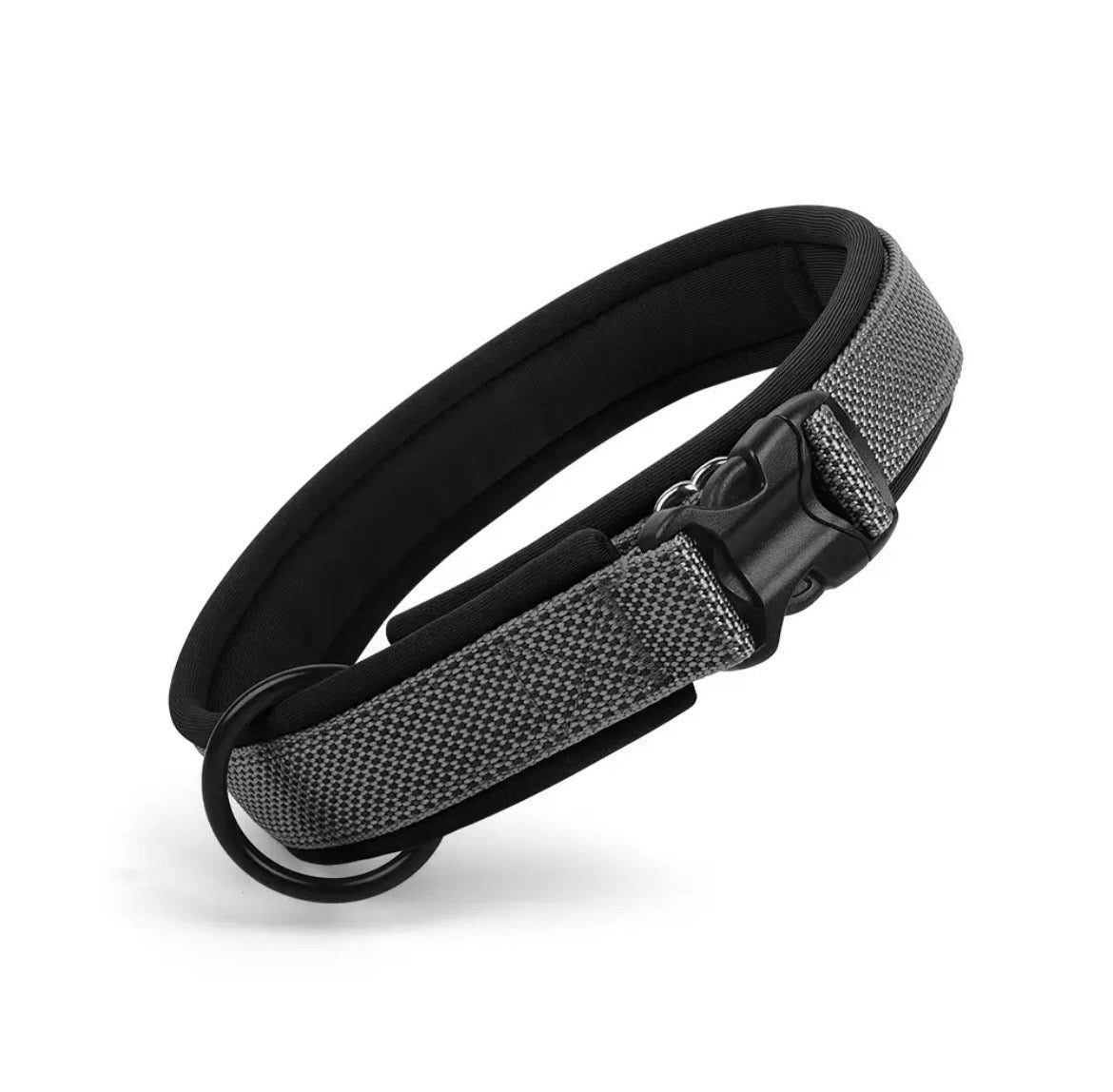 grey reflective nylon dog collar for large dogs