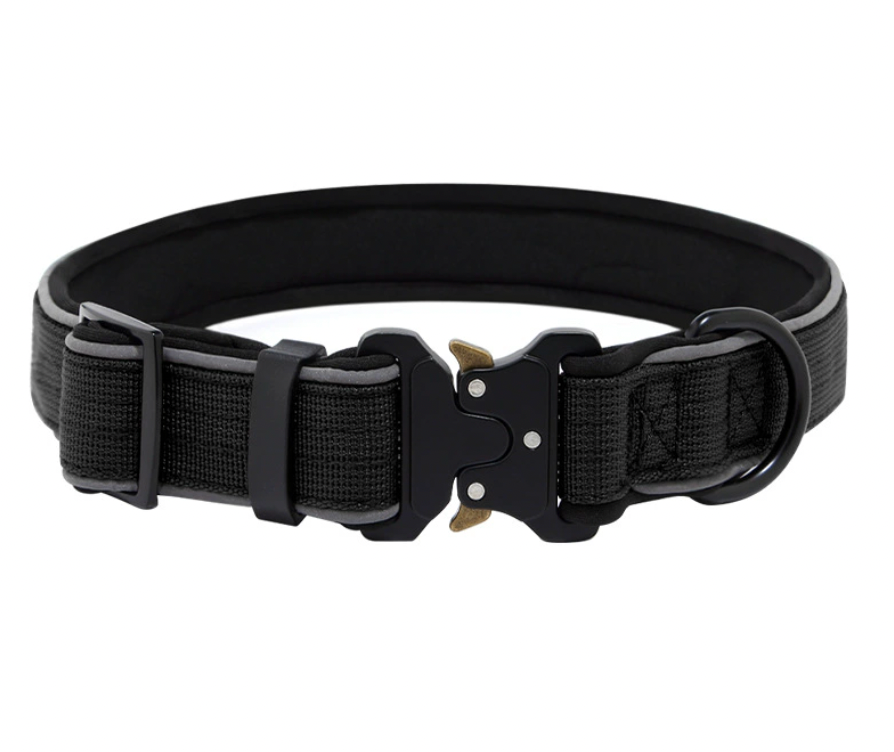 Black reflective waterproof dog collar