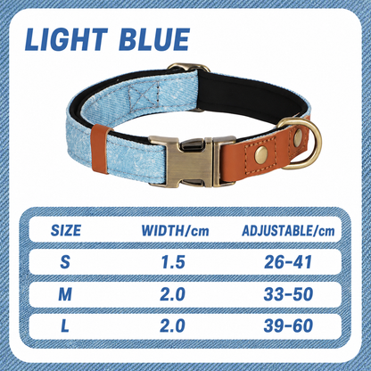 Urban Denim Collar-Comfortable Padded Dog Collar