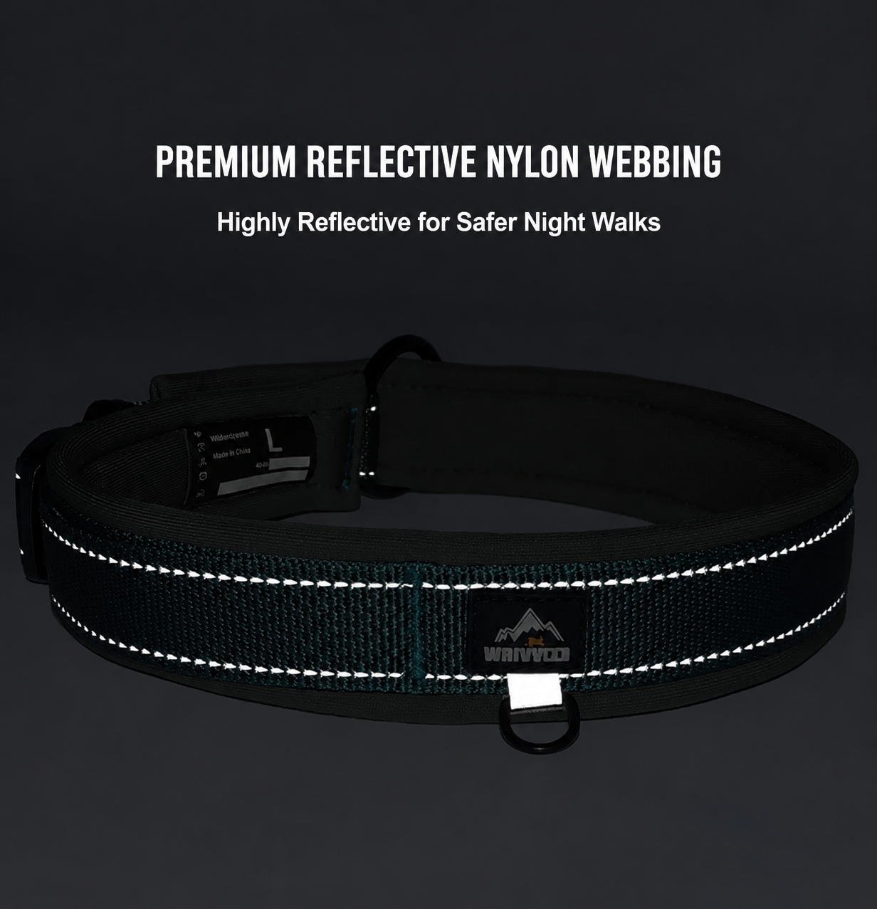 Reflective dog collar for safer night walks
