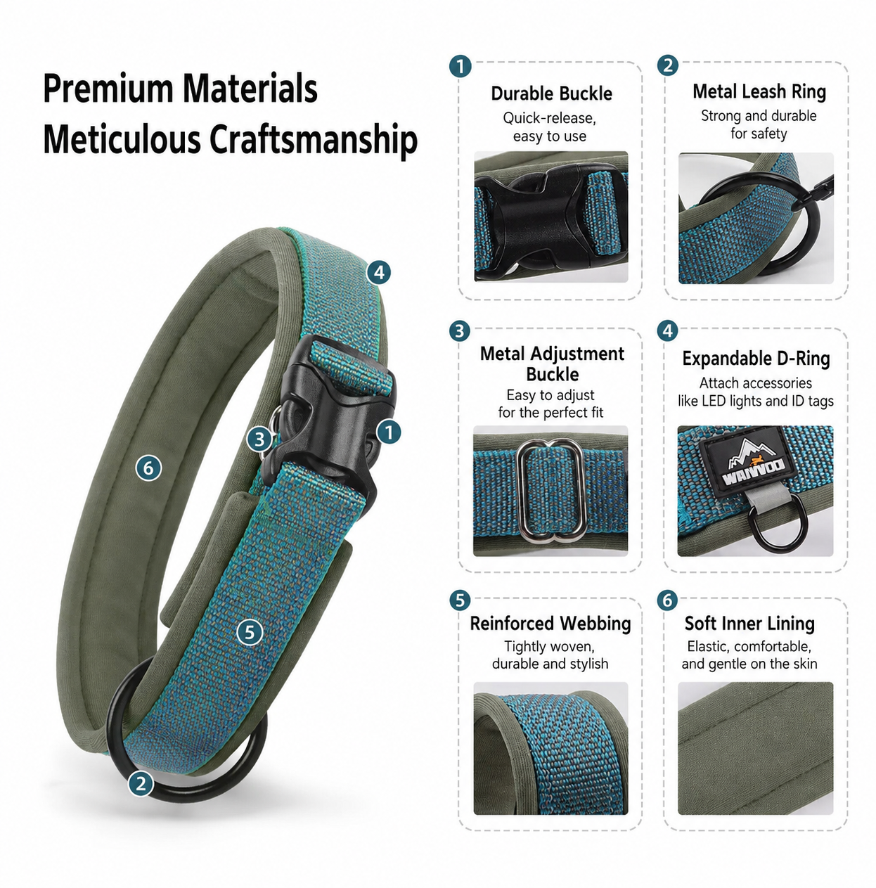 Dog collar with features