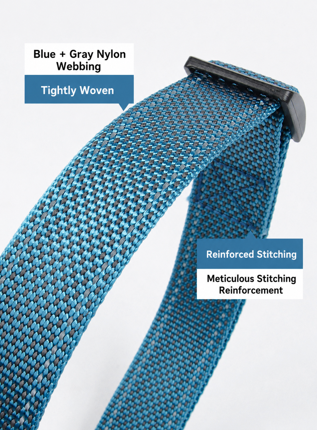  nylon webbing with reinforced stitching dog collar