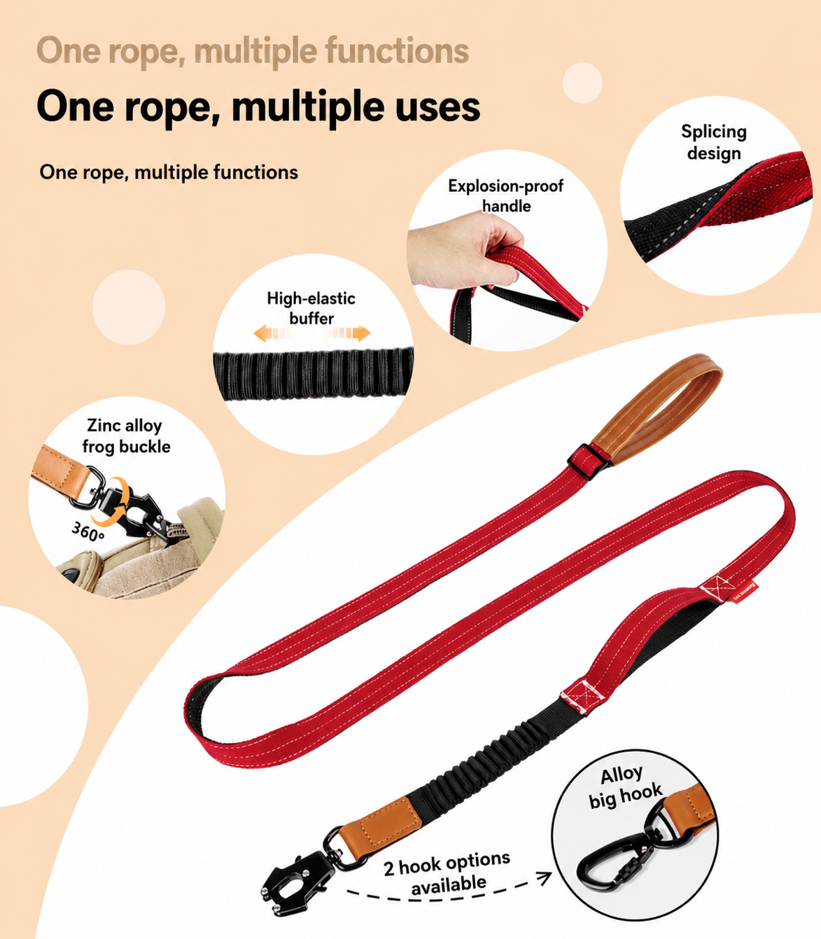 hands free dog leash with multiple carrying options