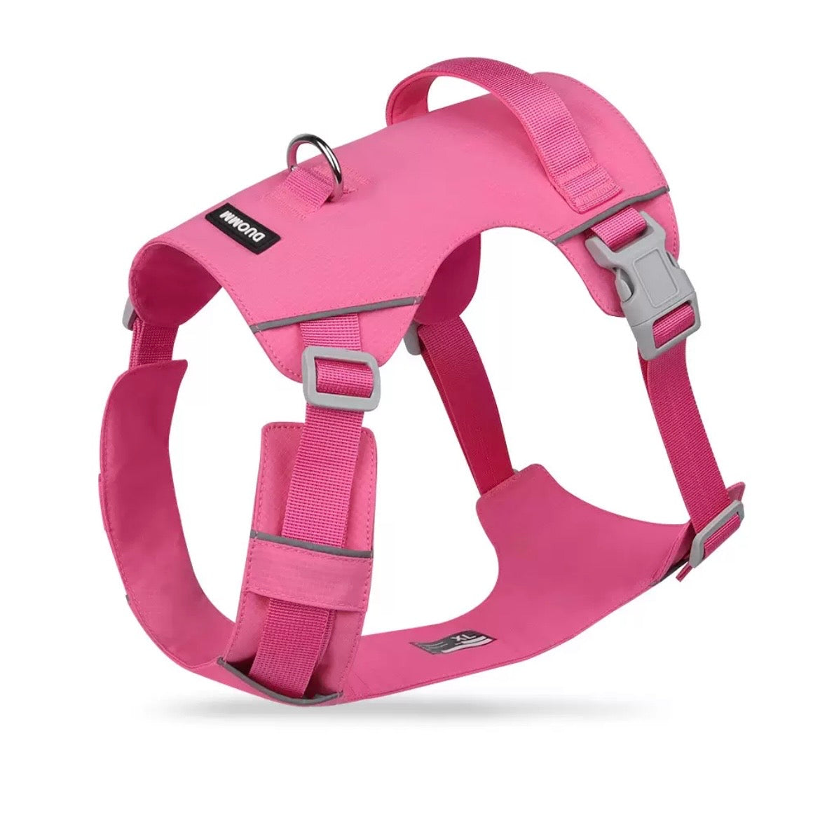 pink breathable waterproof dog harness with reflective details