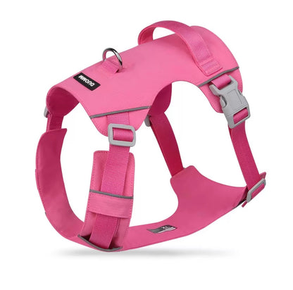 pink breathable waterproof dog harness with reflective details