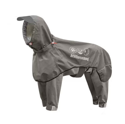 grey hooded waterproof dog raincoat