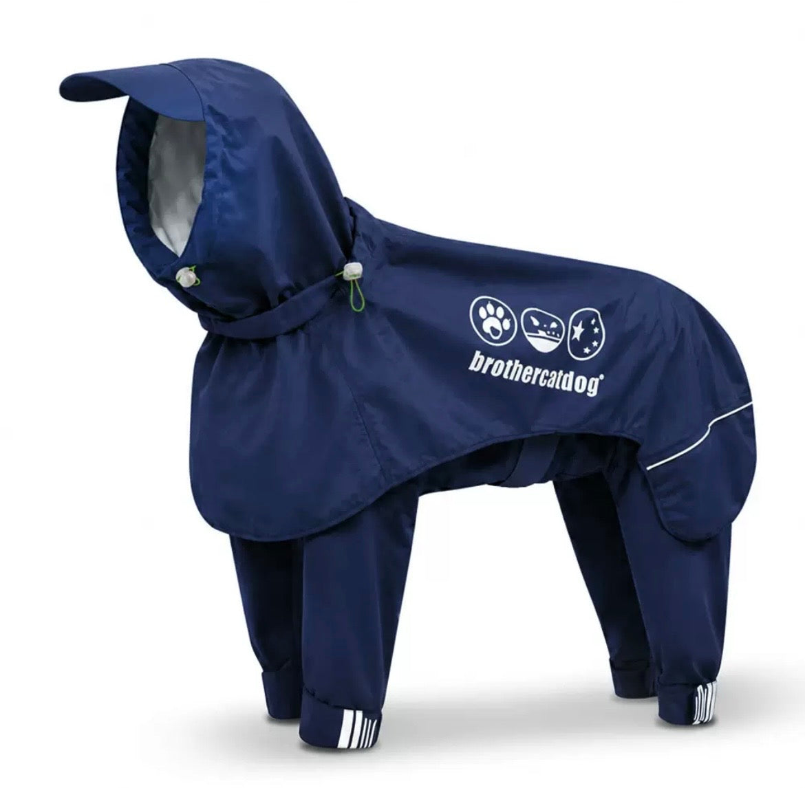 navy hooded waterproof dog raincoat