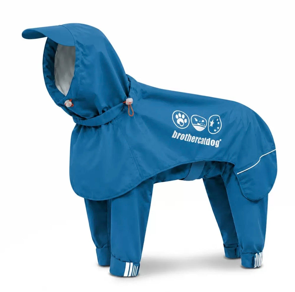 blue full coverage waterproof dog raincoat
