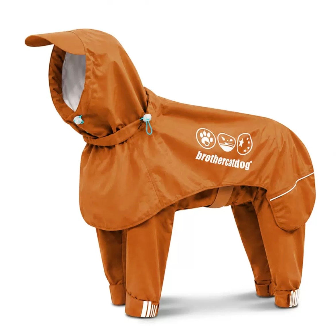orange waterproof dog raincoat for outdoor adventures