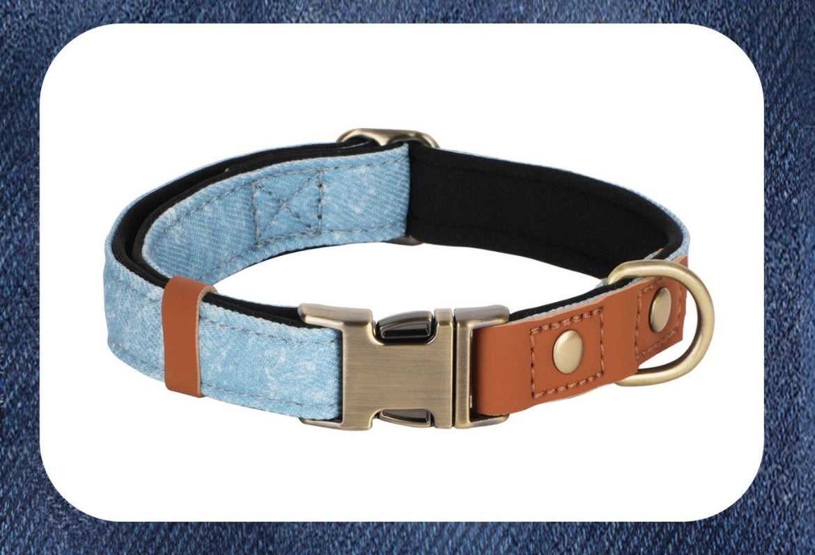 Urban Denim Collar-Comfortable Padded Dog Collar