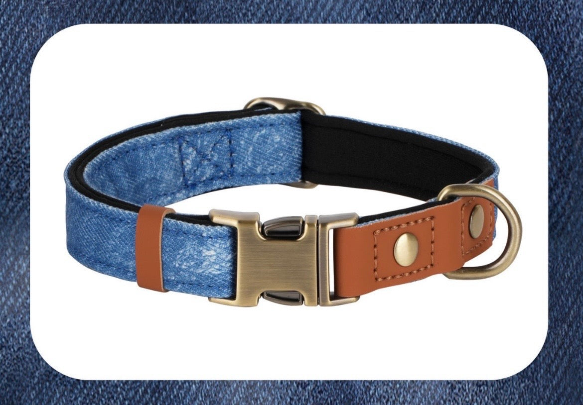 Urban Denim Collar-Comfortable Padded Dog Collar