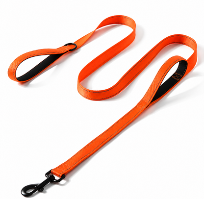 orange dual handle dog leash