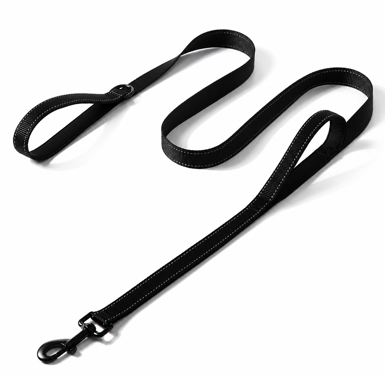 black dual handle dog leash
