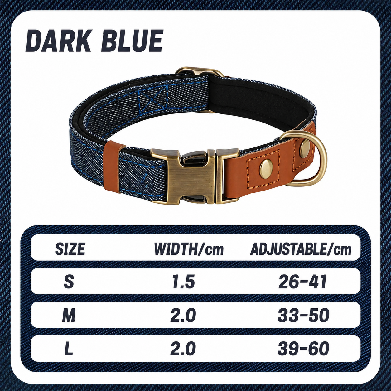 Urban Denim Collar-Comfortable Padded Dog Collar
